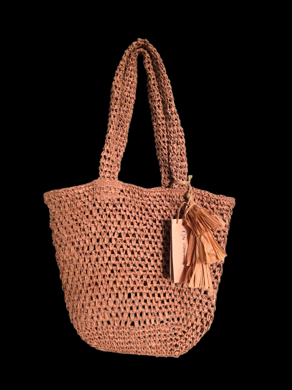 Woven Raffia Tote Bag - Pink
